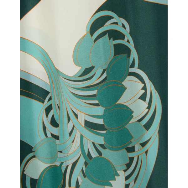 La DoubleJ Scarf Dress Blooming Tulip Placée Dark Green in Silk Voile - Dresses - Milanese Maximalist Fashion at Coveti