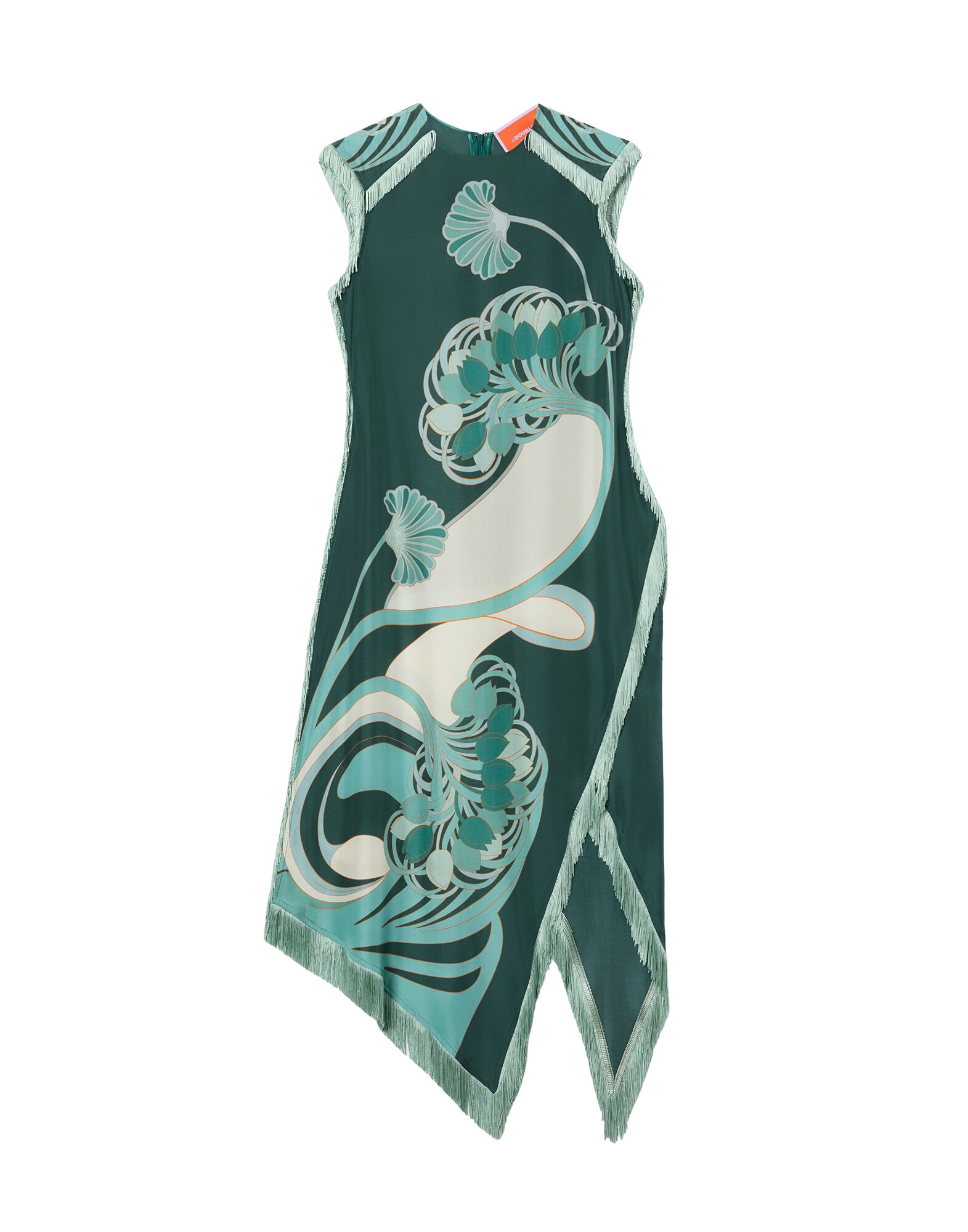 La DoubleJ Scarf Dress Blooming Tulip Placée Dark Green in Silk Voile - Dresses - Milanese Maximalist Fashion at Coveti