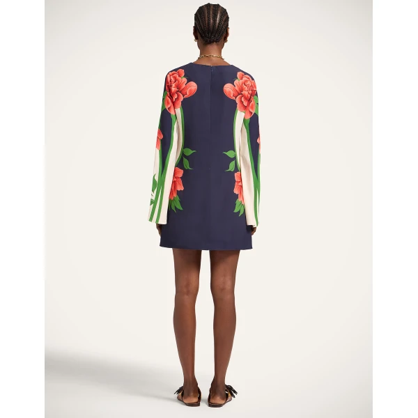 La DoubleJ Scarf Dress Bounty Placée Burgundy in Silk Voile - Dresses - Milanese Maximalist Fashion at Coveti