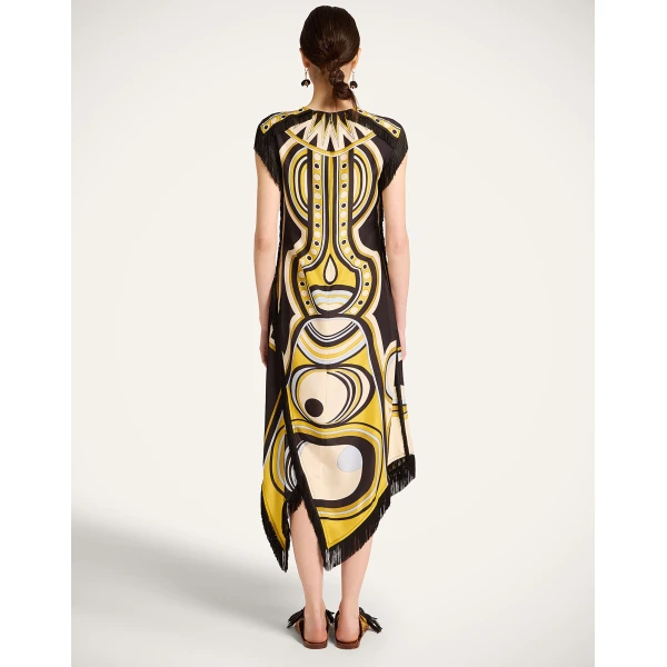 La DoubleJ Scarf Dress Sanctuary Placée Gold in Silk Voile - Dresses - Milanese Maximalist Fashion at Coveti
