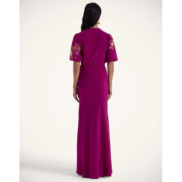La DoubleJ Sienna Mini Dress Florette Placée Pale Pink in Silk Twill - Dresses - Milanese Maximalist Fashion at Coveti