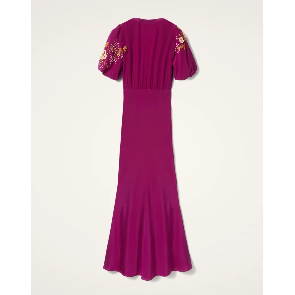 La DoubleJ Sienna Mini Dress Florette Placée Pale Pink in Silk Twill - Dresses - Milanese Maximalist Fashion at Coveti