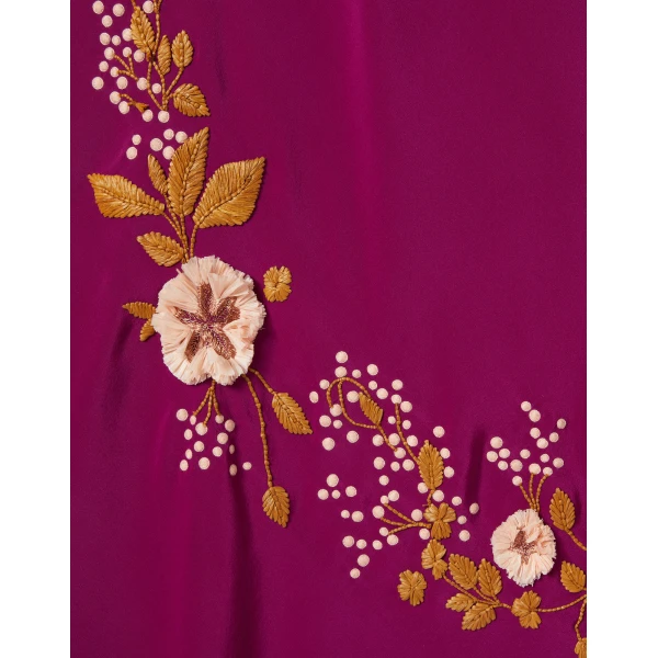 La DoubleJ Sienna Mini Dress Florette Placée Pale Pink in Silk Twill - Dresses - Milanese Maximalist Fashion at Coveti