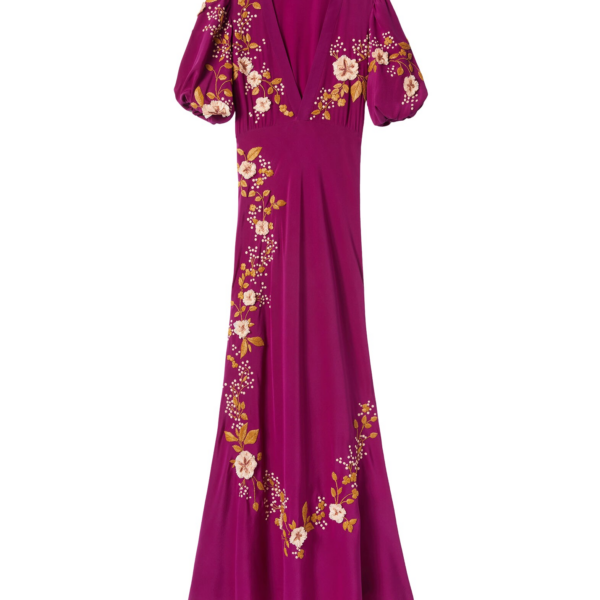 La DoubleJ Sienna Mini Dress Florette Placée Pale Pink in Silk Twill - Dresses - Milanese Maximalist Fashion at Coveti