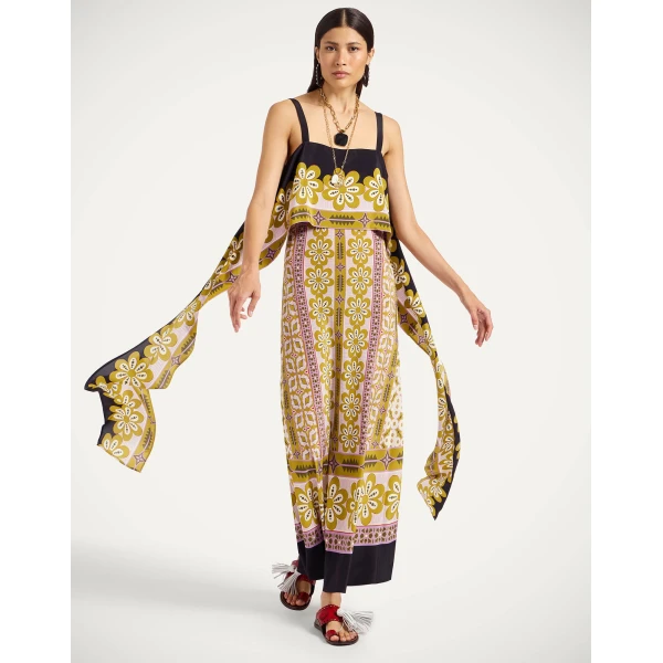 La DoubleJ Slip-Around Dress Pagoda Placée Pink in Crepe De Chine - Dresses - Milanese Maximalist Fashion at Coveti