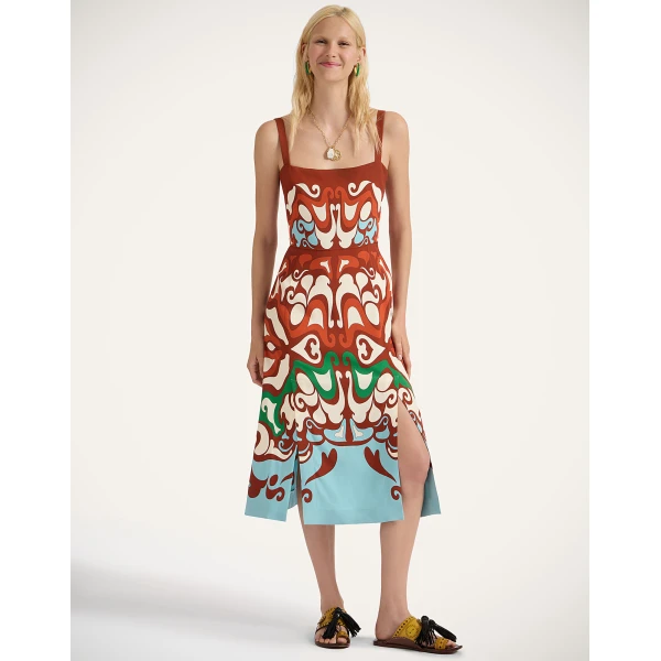 La DoubleJ Sophia Dress Corsage Placée Ivory in Flat Cotton Stretch - Dresses - Milanese Maximalist Fashion at Coveti