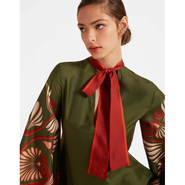 La DoubleJ Sophia Dress Windowpane Red in Silk Mix Jacquard - Dresses - Milanese Maximalist Fashion at Coveti