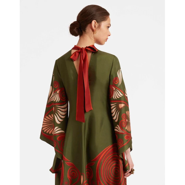 La DoubleJ Sophia Dress Windowpane Red in Silk Mix Jacquard - Dresses - Milanese Maximalist Fashion at Coveti