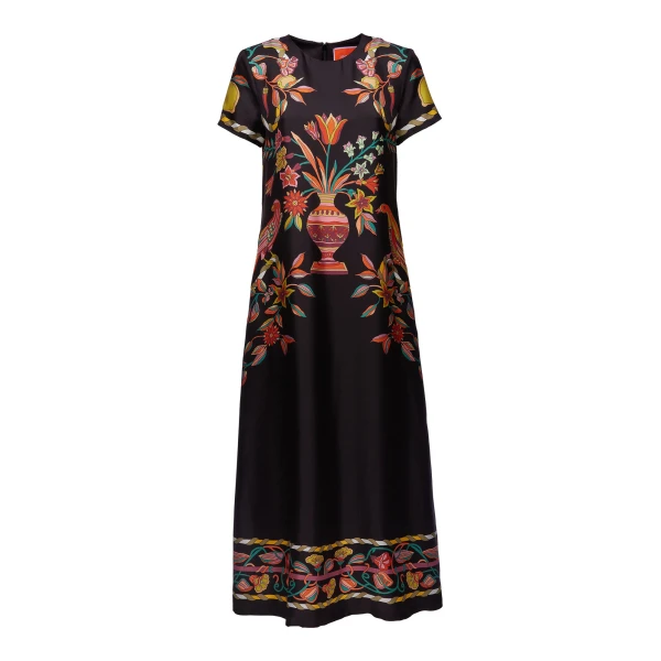 La DoubleJ Sporty Swing Dress Ballata Black in Cotton Jersey - Dresses - Milanese Maximalist Fashion at Coveti