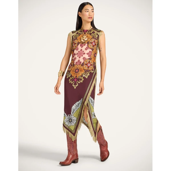 La DoubleJ Sporty Swing Dress Eclipse Burgundy in Cotton Jersey - Dresses - Milanese Maximalist Fashion at Coveti