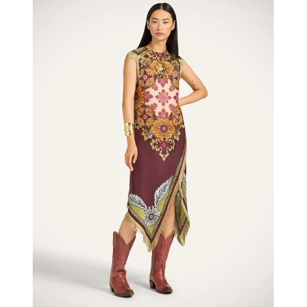 La DoubleJ Sporty Swing Dress Eclipse Burgundy in Cotton Jersey - Dresses - Milanese Maximalist Fashion at Coveti