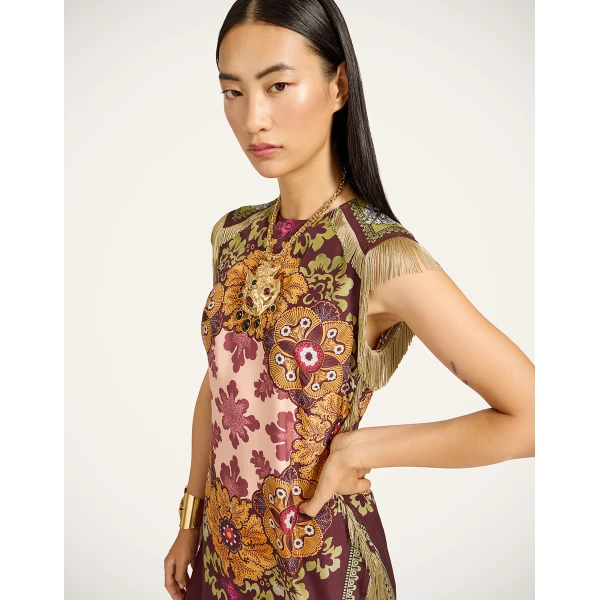 La DoubleJ Sporty Swing Dress Eclipse Burgundy in Cotton Jersey - Dresses - Milanese Maximalist Fashion at Coveti