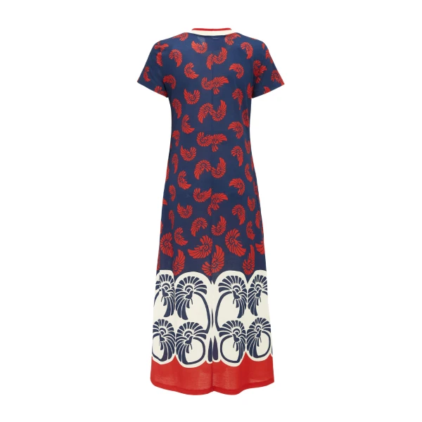 La DoubleJ Sporty Swing Dress Palmetto Placée in Cotton Jersey - Dresses - Milanese Maximalist Fashion at Coveti