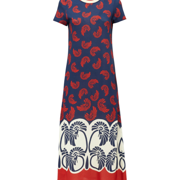 La DoubleJ Sporty Swing Dress Palmetto Placée in Cotton Jersey - Dresses - Milanese Maximalist Fashion at Coveti