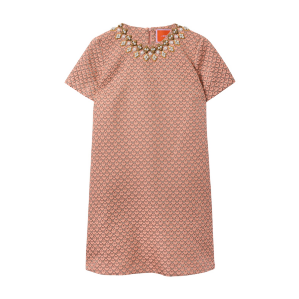 La DoubleJ Sporty Swing Dress Zooflora Burgundy in Cotton Jersey - Dresses - Milanese Maximalist Fashion at Coveti