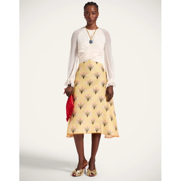 La DoubleJ Sunburst Dress Infiorata White in Summer Poplin - Dresses - Milanese Maximalist Fashion at Coveti