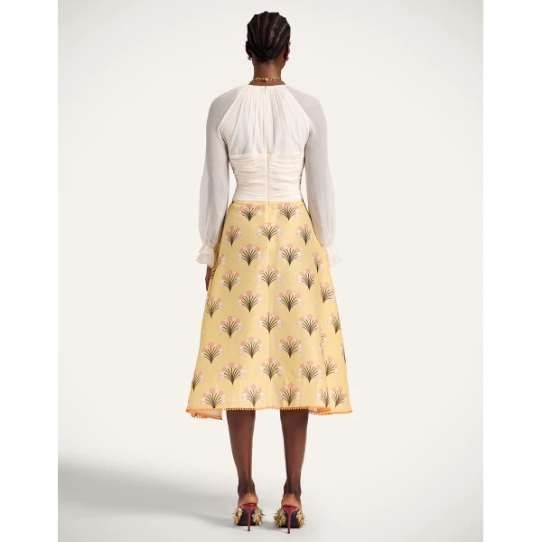 La DoubleJ Sunburst Dress Infiorata White in Summer Poplin - Dresses - Milanese Maximalist Fashion at Coveti
