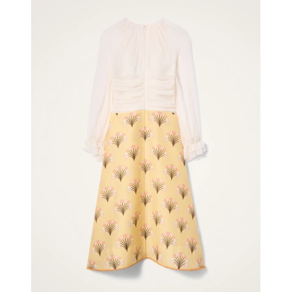 La DoubleJ Sunburst Dress Infiorata White in Summer Poplin - Dresses - Milanese Maximalist Fashion at Coveti