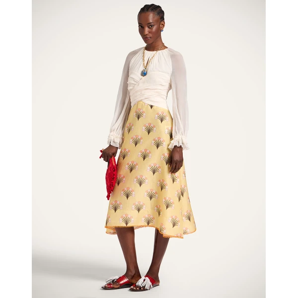 La DoubleJ Sunburst Dress Infiorata White in Summer Poplin - Dresses - Milanese Maximalist Fashion at Coveti