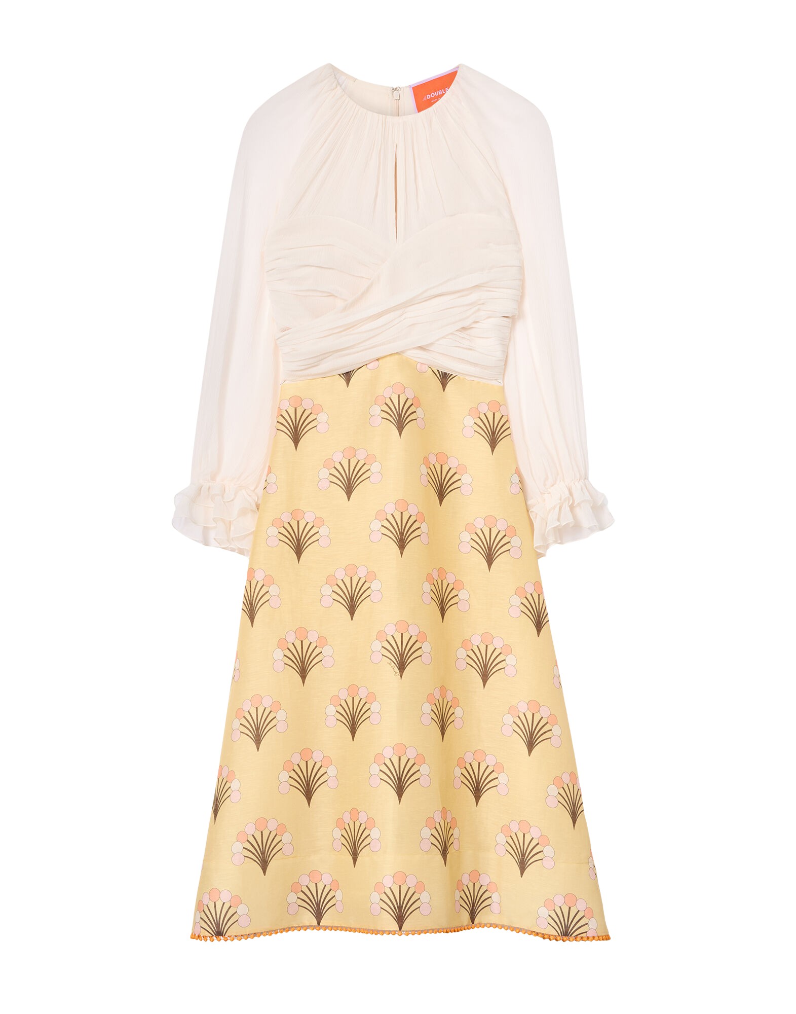 La-Double-J-Sunburst-Dress-Infiorata-White-in-Summer-Poplin26070_nobg La DoubleJ Sunburst Dress Infiorata White in Summer Poplin - Dresses - Milanese Maximalist Fashion at Coveti