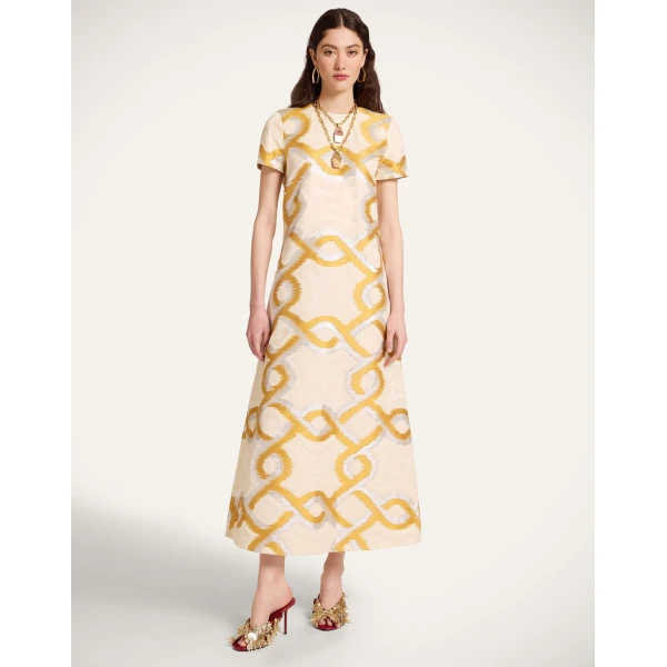 La DoubleJ Super Swing Dress Solid Apricot in Cotton Macramé - Dresses - Milanese Maximalist Fashion at Coveti