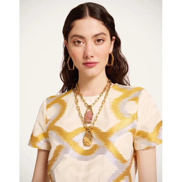 La DoubleJ Super Swing Dress Solid Apricot in Cotton Macramé - Dresses - Milanese Maximalist Fashion at Coveti
