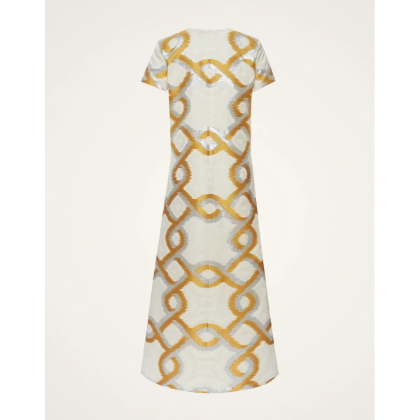 La DoubleJ Super Swing Dress Solid Apricot in Cotton Macramé - Dresses - Milanese Maximalist Fashion at Coveti
