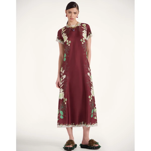 La DoubleJ Swing Dress Ambrosia Placée Pale Pink in Silk Twill - Dresses - Milanese Maximalist Fashion at Coveti
