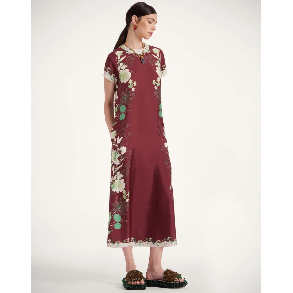 La DoubleJ Swing Dress Ambrosia Placée Pale Pink in Silk Twill - Dresses - Milanese Maximalist Fashion at Coveti