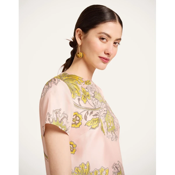 La DoubleJ Swing Dress Anemone Pink in Twill Silk - Dresses - Milanese Maximalist Fashion at Coveti