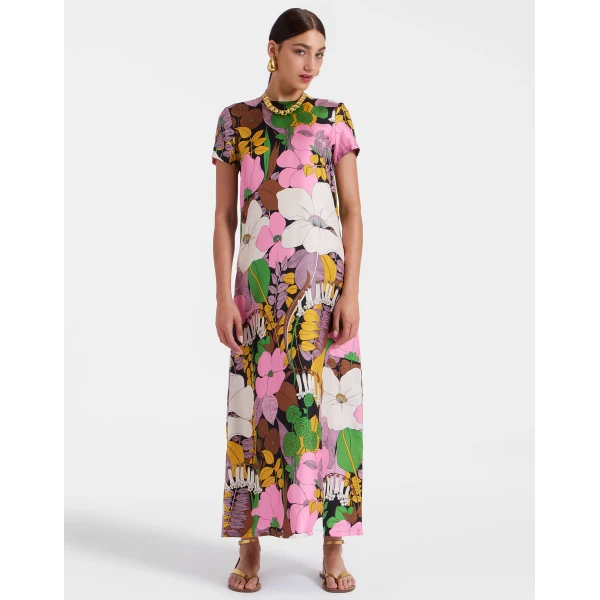 La DoubleJ Swing Dress Big Flower in Silk Twill - Dresses - Milanese Maximalist Fashion at Coveti