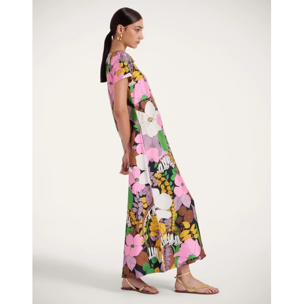 La DoubleJ Swing Dress Big Flower in Silk Twill - Dresses - Milanese Maximalist Fashion at Coveti