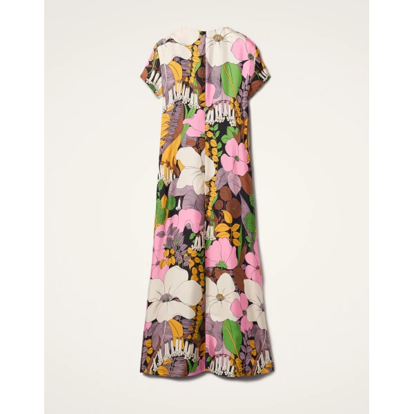 La DoubleJ Swing Dress Big Flower in Silk Twill - Dresses - Milanese Maximalist Fashion at Coveti