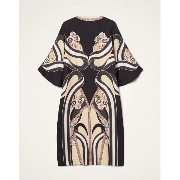 La DoubleJ Swing Dress Borboni Placee Nero in Twill Silk Placée - Dresses - Milanese Maximalist Fashion at Coveti