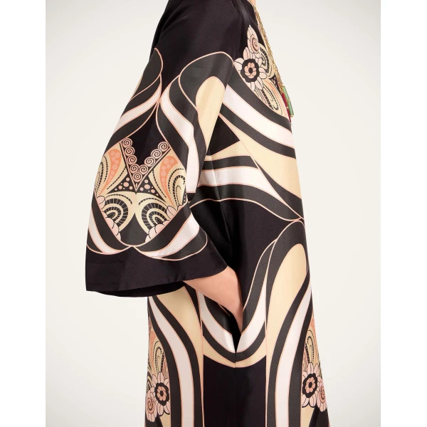 La DoubleJ Swing Dress Borboni Placee Nero in Twill Silk Placée - Dresses - Milanese Maximalist Fashion at Coveti