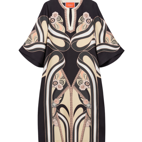 La DoubleJ Swing Dress Borboni Placee Nero in Twill Silk Placée - Dresses - Milanese Maximalist Fashion at Coveti