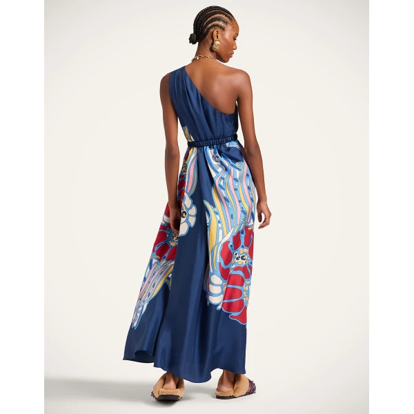 La DoubleJ Swing Dress Heath Placée Mint in Silk Twill with Feathers - Dresses - Milanese Maximalist Fashion at Coveti