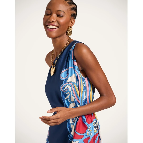 La DoubleJ Swing Dress Heath Placée Mint in Silk Twill with Feathers - Dresses - Milanese Maximalist Fashion at Coveti
