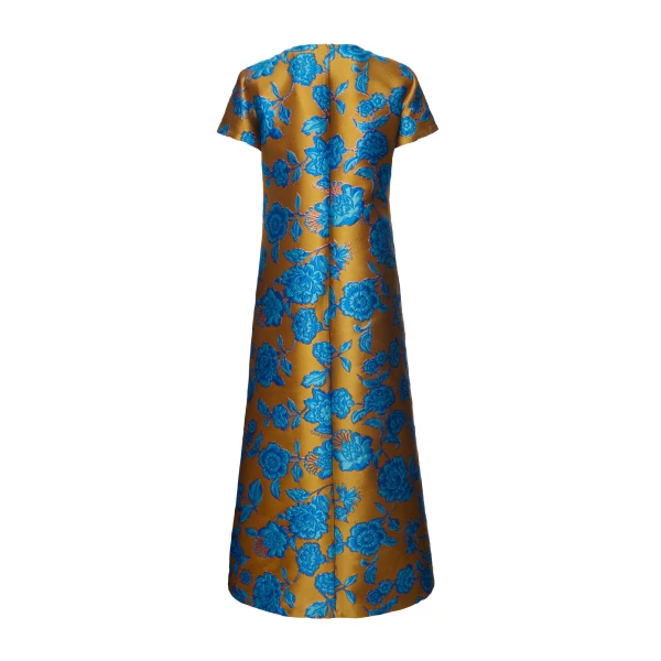 La DoubleJ Swing Dress Hottie Turquoise in Jacquard - Dresses - Milanese Maximalist Fashion at Coveti
