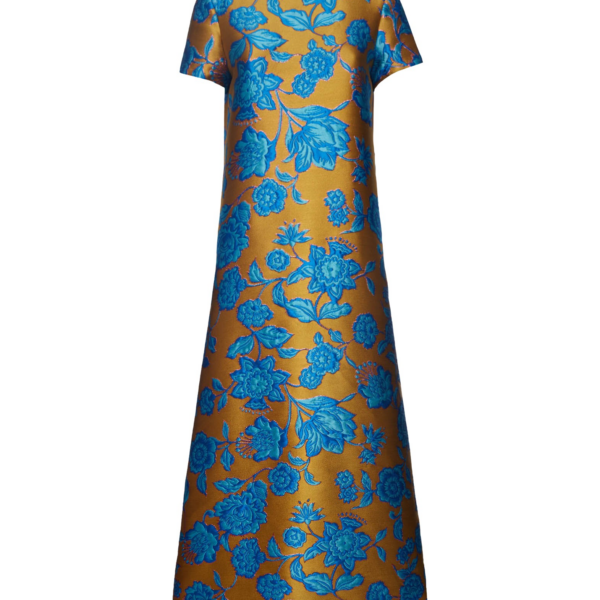 La DoubleJ Swing Dress Hottie Turquoise in Jacquard - Dresses - Milanese Maximalist Fashion at Coveti