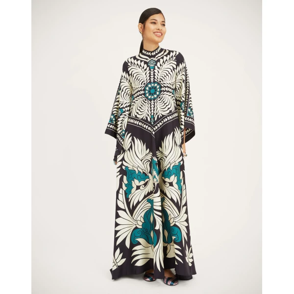 La DoubleJ Swing Dress Iris Placée Ivory in Silk Twill - Dresses - Milanese Maximalist Fashion at Coveti