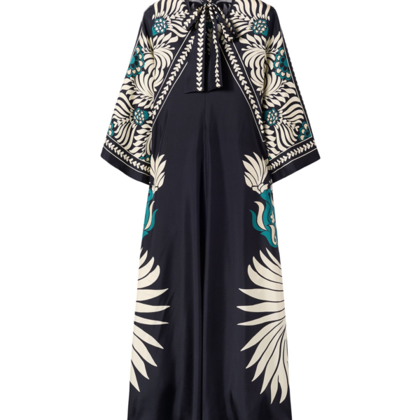 La DoubleJ Swing Dress Iris Placée Ivory in Silk Twill - Dresses - Milanese Maximalist Fashion at Coveti