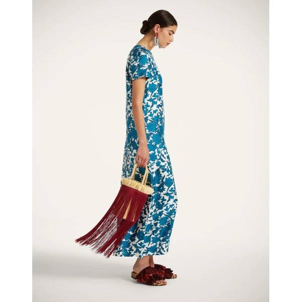 La DoubleJ Swing Dress Lilium Blu in Silk - Dresses - Milanese Maximalist Fashion at Coveti