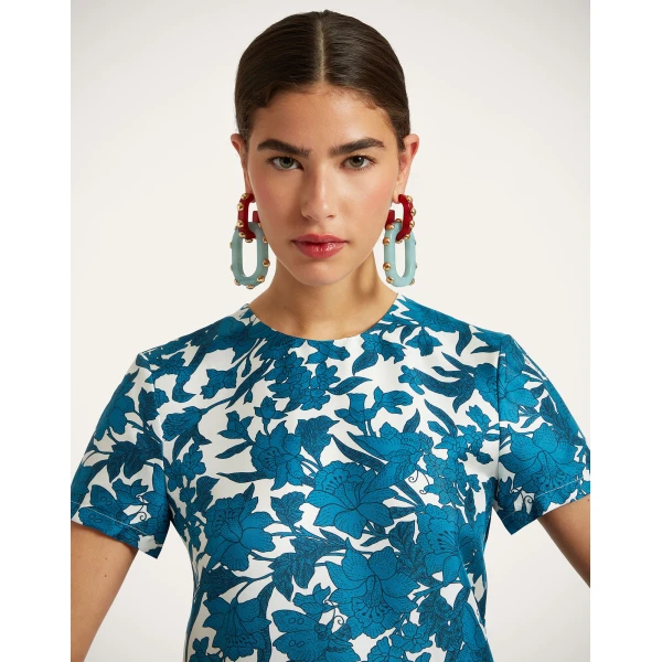La DoubleJ Swing Dress Lilium Blu in Silk - Dresses - Milanese Maximalist Fashion at Coveti