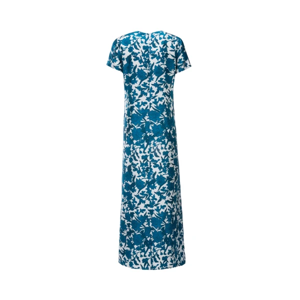 La DoubleJ Swing Dress Lilium Blu in Silk - Dresses - Milanese Maximalist Fashion at Coveti