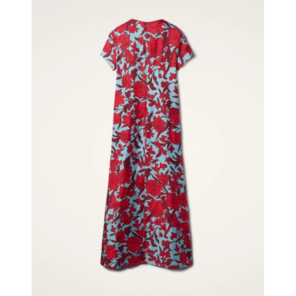 La DoubleJ Swing Dress Lilium Turchese in Silk Twill - Dresses - Milanese Maximalist Fashion at Coveti