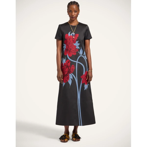 La DoubleJ Swing Dress Mini Iris Dark Orange in Silk Twill - Dresses - Milanese Maximalist Fashion at Coveti