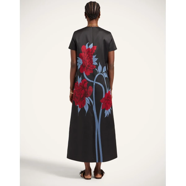 La DoubleJ Swing Dress Mini Iris Dark Orange in Silk Twill - Dresses - Milanese Maximalist Fashion at Coveti