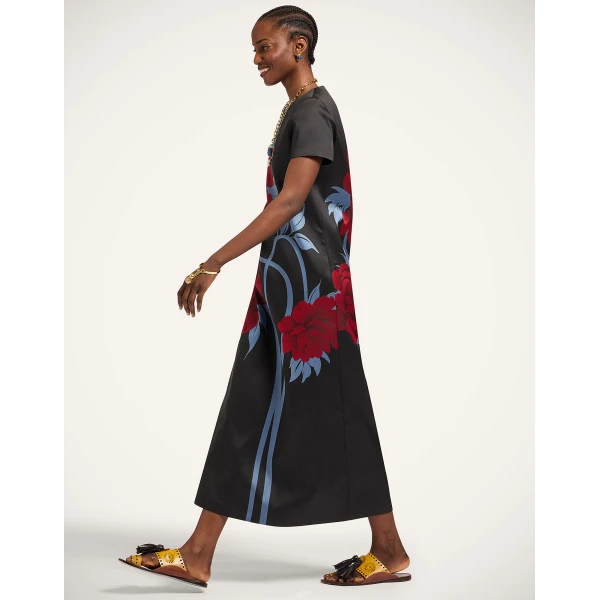 La DoubleJ Swing Dress Mini Iris Dark Orange in Silk Twill - Dresses - Milanese Maximalist Fashion at Coveti