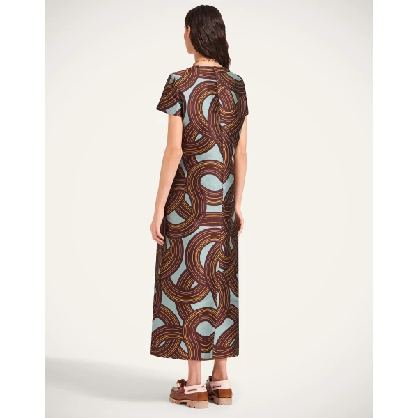 La DoubleJ Swing Dress Montecarlo Dusty Blue in Jacquard - Dresses - Milanese Maximalist Fashion at Coveti